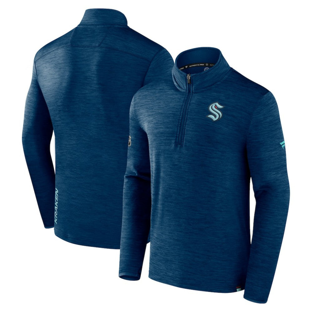 Seattle Kraken Fanatics Authentic Pro Quarter-Zip Pullover Top - Deep Sea Blue - NHL