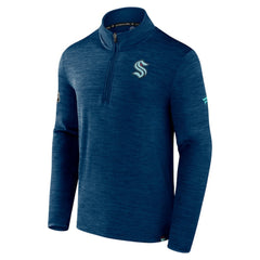 Seattle Kraken Fanatics Authentic Pro Quarter-Zip Pullover Top - Deep Sea Blue - NHL