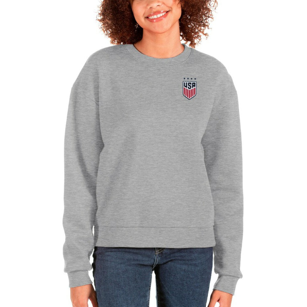 USWNT Antigua Women's Victory Crewneck Pullover Sweatshirt Gray - FIFA World CUP