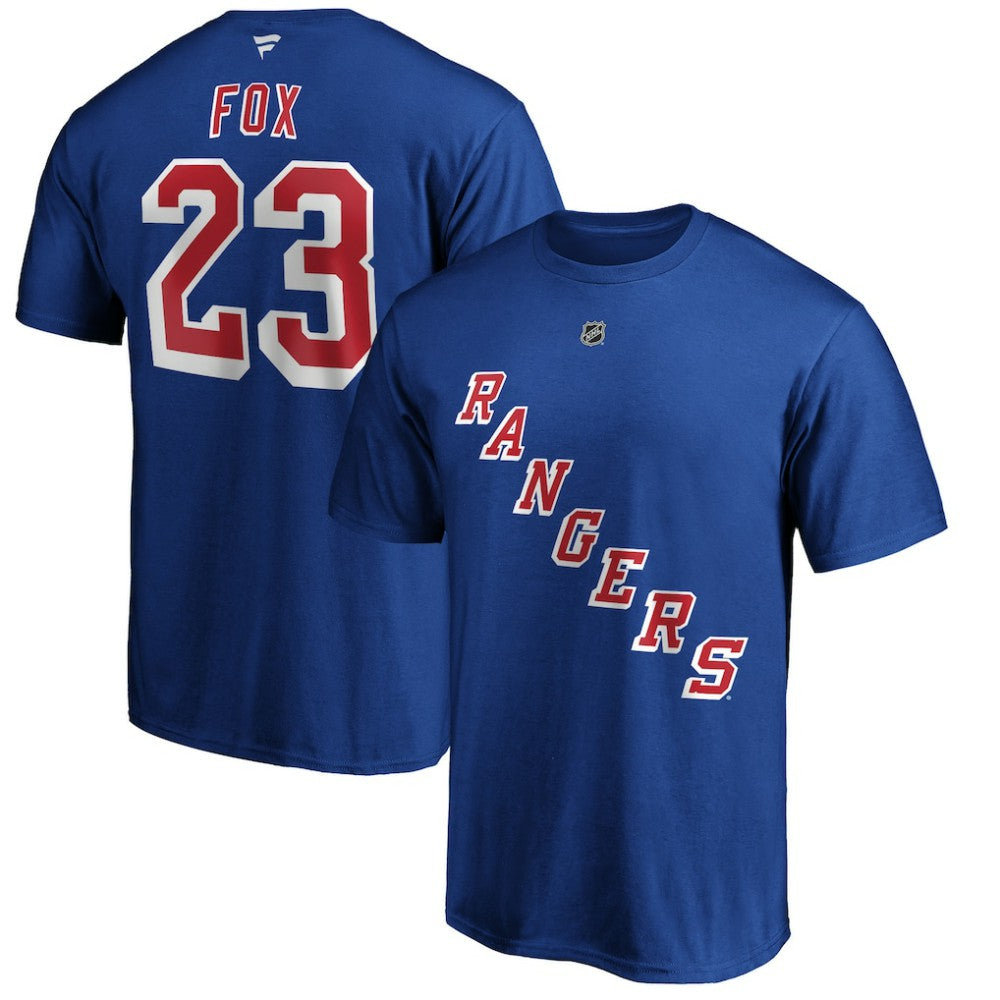 Adam Fox New York Rangers Fanatics Authentic Stack Name & Number T-Shirt - Blue - NHL
