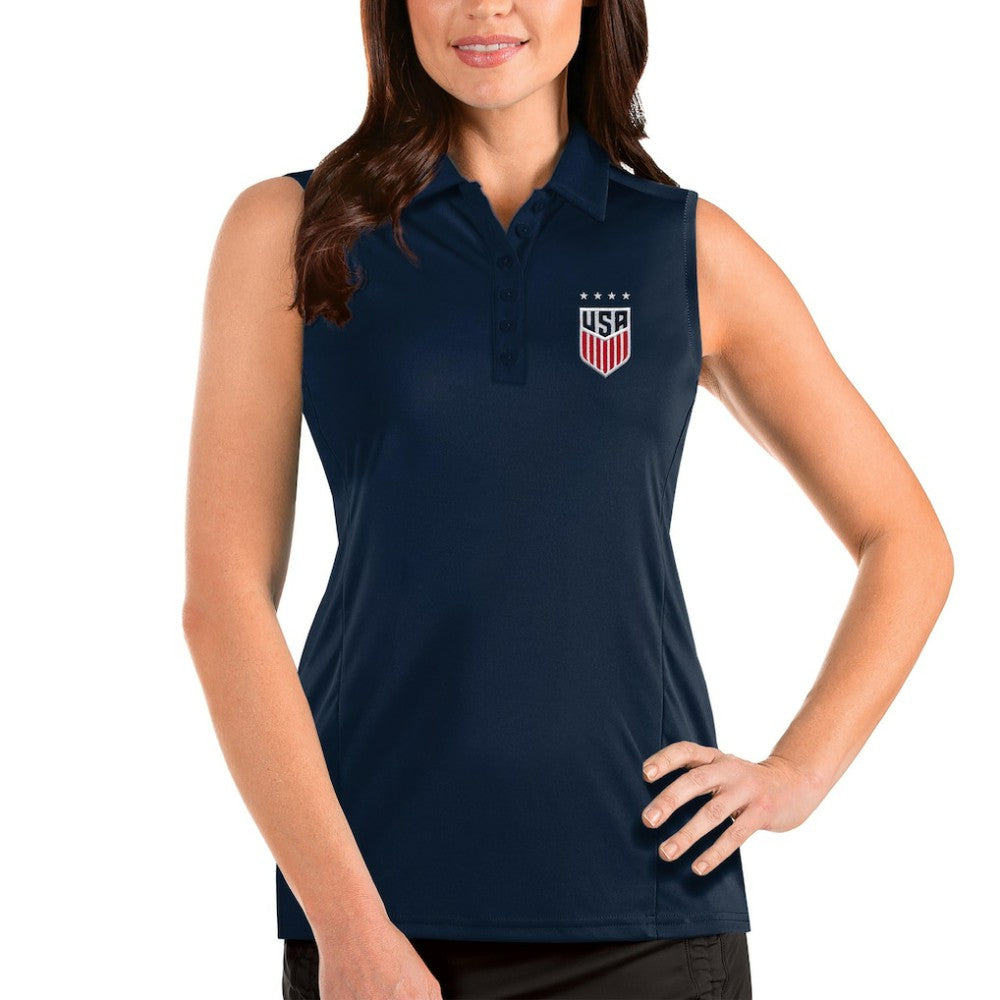 USWNT Antigua Women's Tribute Sleeveless Polo Navy - FIFA World CUP