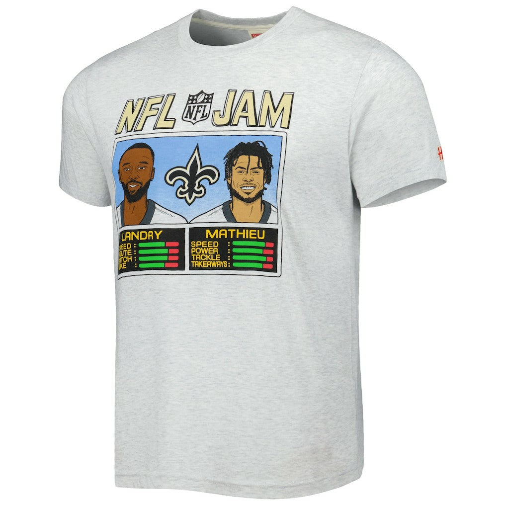 Jarvis Landry & Tyrann Mathieu New Orleans Saints Homage Unisex NFL Jam Tri-Blend T-Shirt Heather Gray | NFL