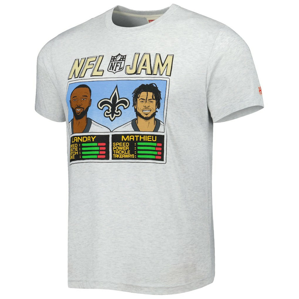 Jarvis Landry & Tyrann Mathieu New Orleans Saints Homage Unisex NFL Jam Tri-Blend T-Shirt Heather Gray | NFL