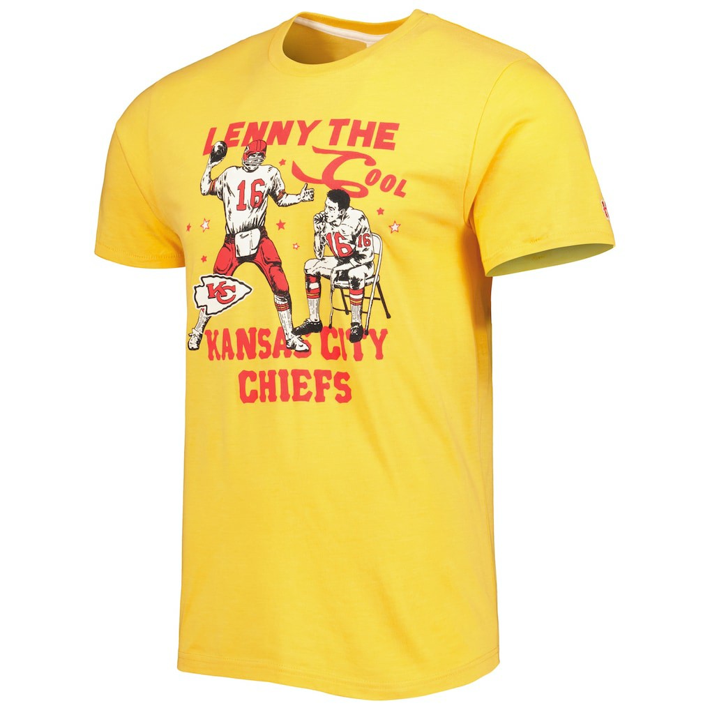 Len Dawson Kansas City Chiefs Homage Unisex Caricature Retired Player Tri-Blend T-Shirt Gold | NFL