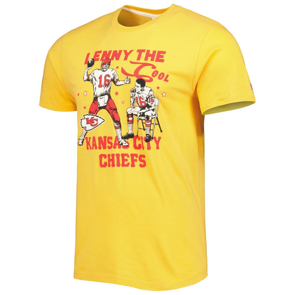 Len Dawson Kansas City Chiefs Homage Unisex Caricature Retired Player Tri-Blend T-Shirt Gold | NFL