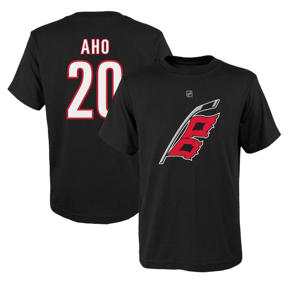 Sebastian Aho Carolina Hurricanes Youth Player Name & Number T-Shirt - Black - NHL