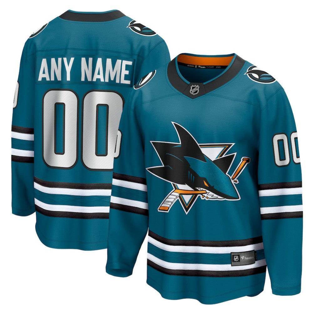 San Jose Sharks Fanatics Home Breakaway Custom Jersey - Teal - NHL