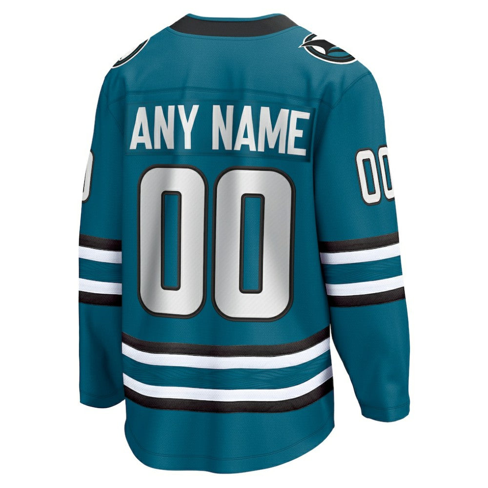 San Jose Sharks Fanatics Home Breakaway Custom Jersey - Teal - NHL