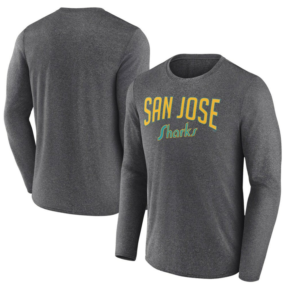 San Jose Sharks Fanatics Special Edition 2.0 Scoring Chance Long Sleeve T-Shirt - Heather Charcoal - NHL