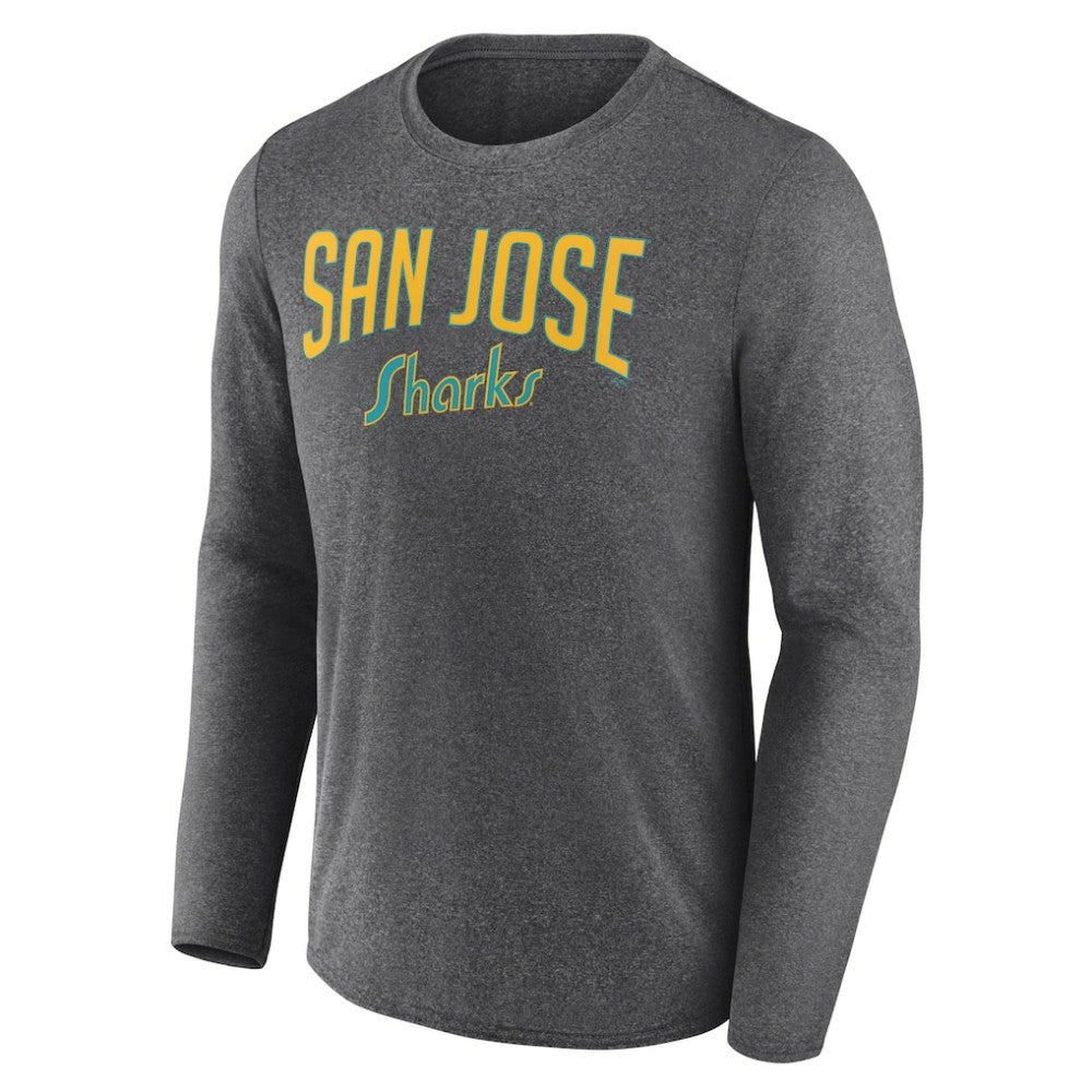 San Jose Sharks Fanatics Special Edition 2.0 Scoring Chance Long Sleeve T-Shirt - Heather Charcoal - NHL