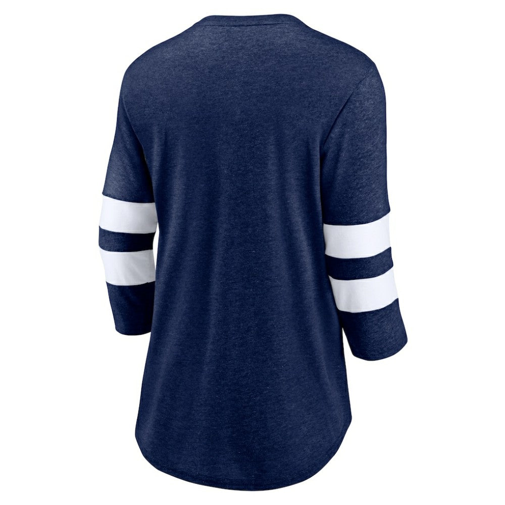 Seattle Kraken Fanatics Women's Special Edition 2.0 Barn Burner 3/4 Sleeve T-Shirt - Heather Deep Sea Blue - NHL