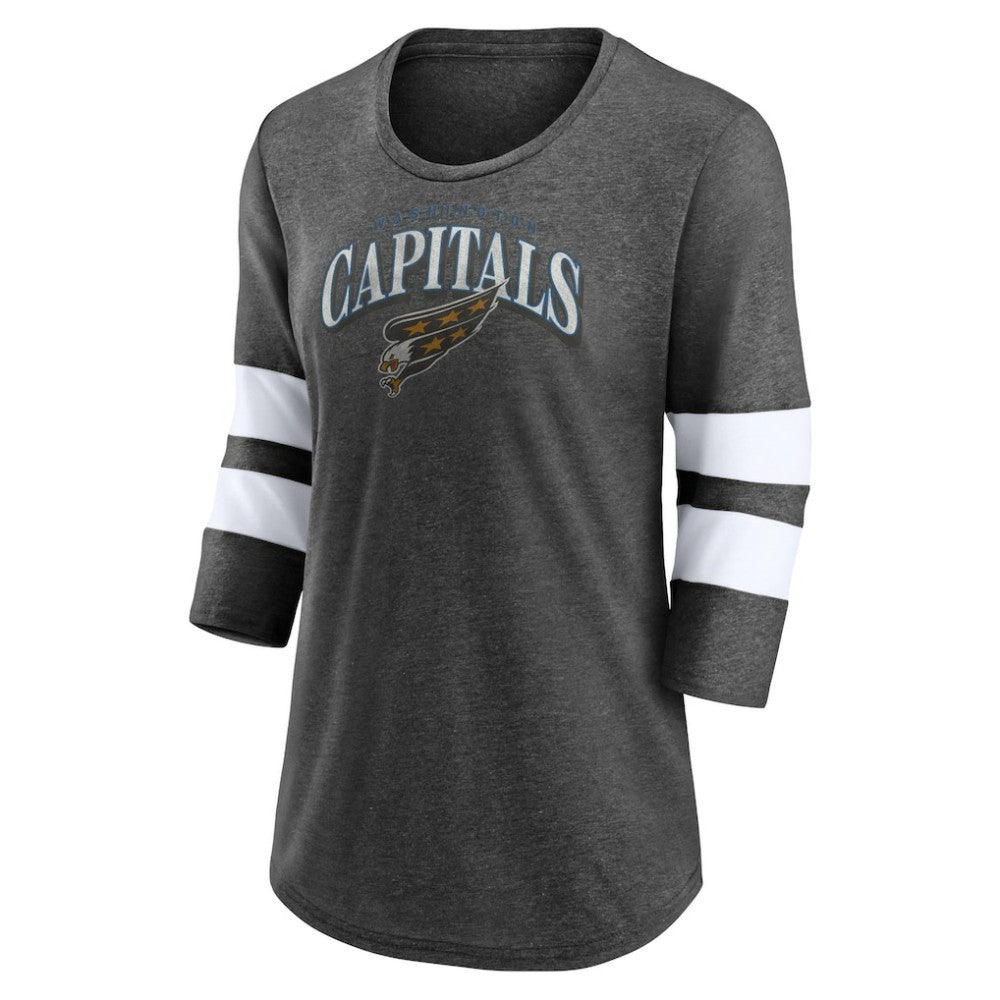 Washington Capitals Fanatics Women's Special Edition 2.0 Barn Burner 3/4 Sleeve T-Shirt - Heather Charcoal - NHL