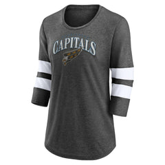 Washington Capitals Fanatics Women's Special Edition 2.0 Barn Burner 3/4 Sleeve T-Shirt - Heather Charcoal - NHL