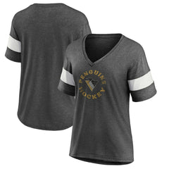 Pittsburgh Penguins Fanatics Women's Special Edition 2.0 Ring The Alarm V-Neck T-Shirt - Heather Charcoal - NHL