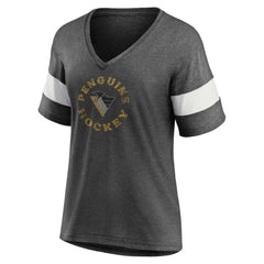 Pittsburgh Penguins Fanatics Women's Special Edition 2.0 Ring The Alarm V-Neck T-Shirt - Heather Charcoal - NHL