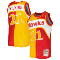Dominique Wilkins Atlanta Hawks Hardwood Classics 1986/87 Split Swingman Jersey Yellow/Red - NBA