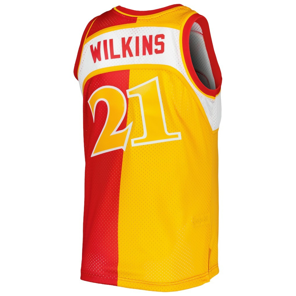 Dominique Wilkins Atlanta Hawks Hardwood Classics 1986/87 Split Swingman Jersey Yellow/Red - NBA