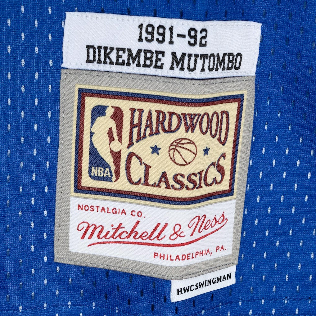 Dikembe Mutombo Denver Nuggets Hardwood Classics 1991/92 Split Swingman Jersey Royal/Gold - NBA