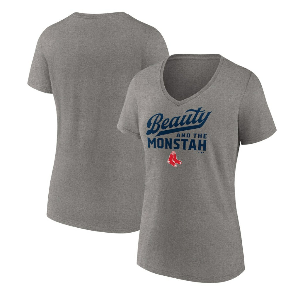 Boston Red Sox Women's Beauty And The Monstah V-Neck T-Shirt - MLB