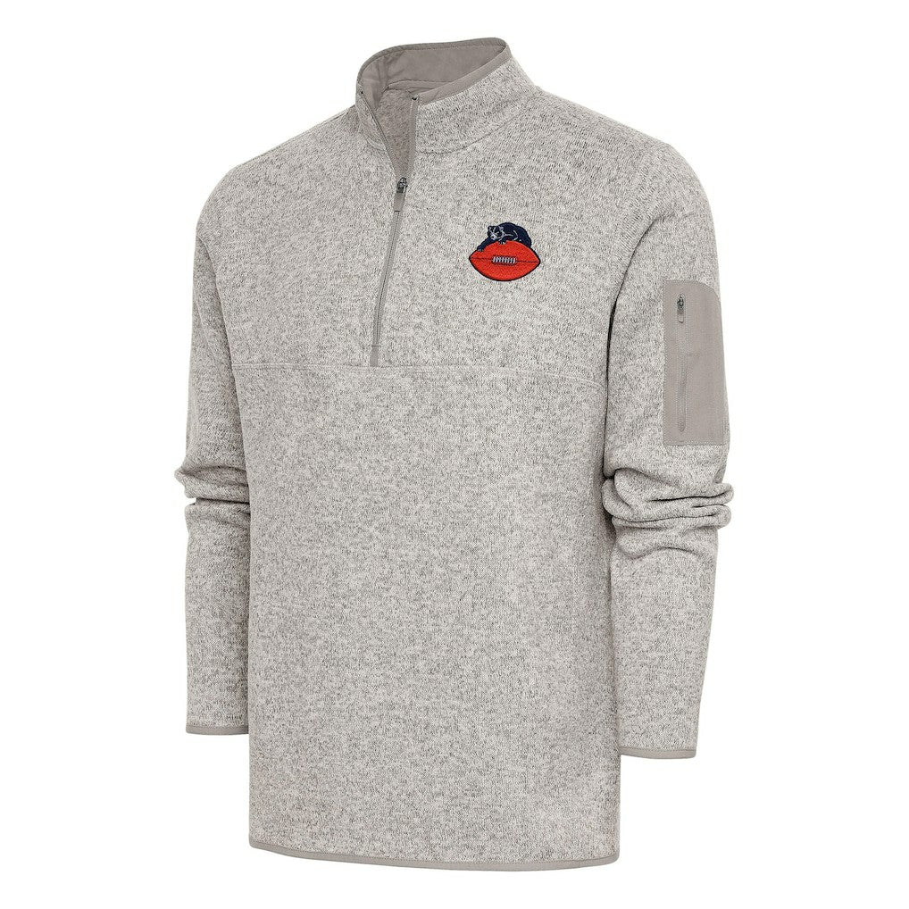 Chicago Bears Antigua Throwback Fortune Quarter-Zip Pullover Jacket Oatmeal | NFL