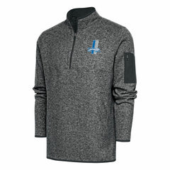 Detroit Lions Antigua Throwback Fortune Quarter-Zip Pullover Jacket Heather Charcoal | NFL