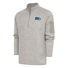 Seattle Seahawks Antigua Throwback Fortune Quarter-Zip Pullover Jacket Oatmeal | NFL