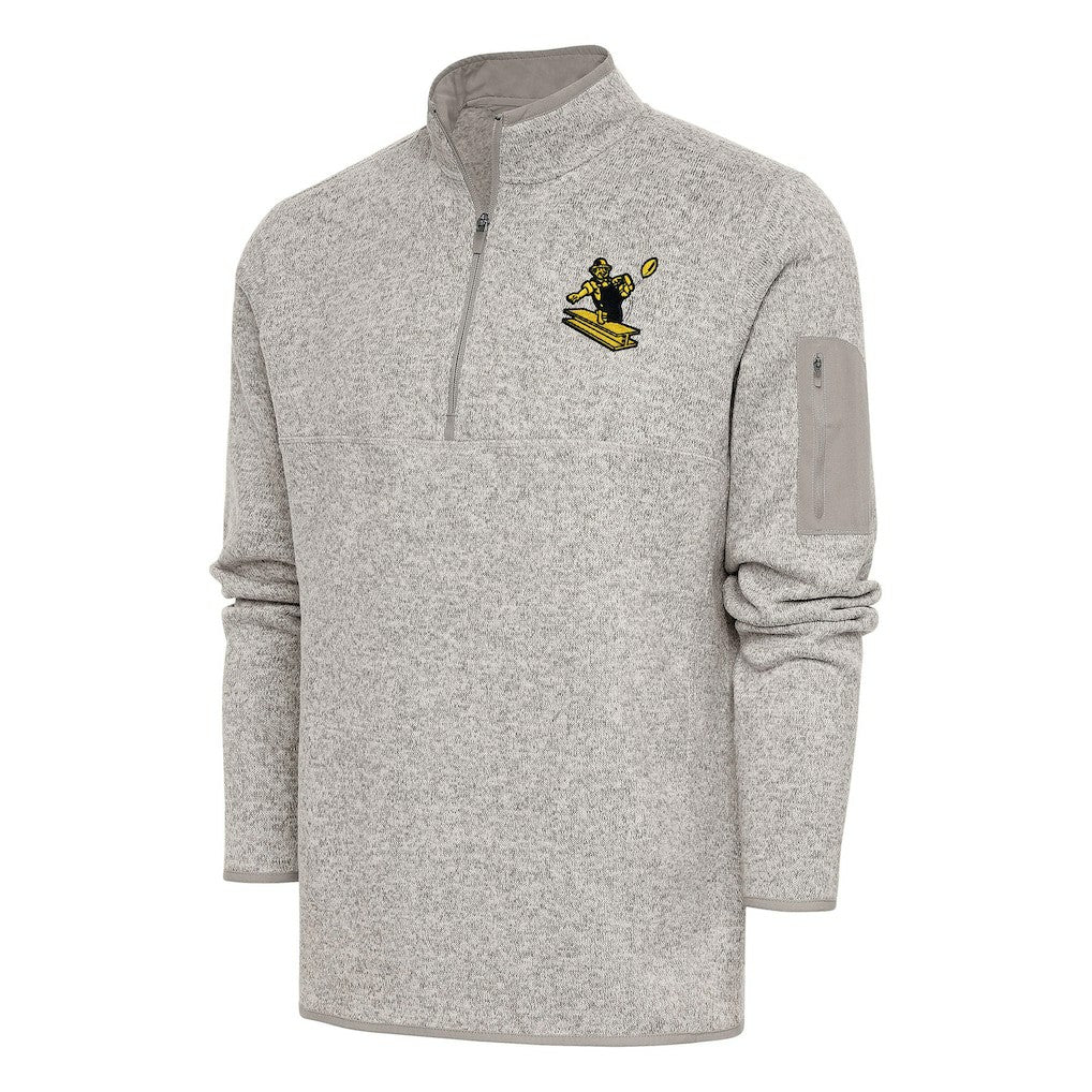Pittsburgh Steelers Antigua Throwback Fortune Quarter-Zip Pullover Jacket Oatmeal | NFL