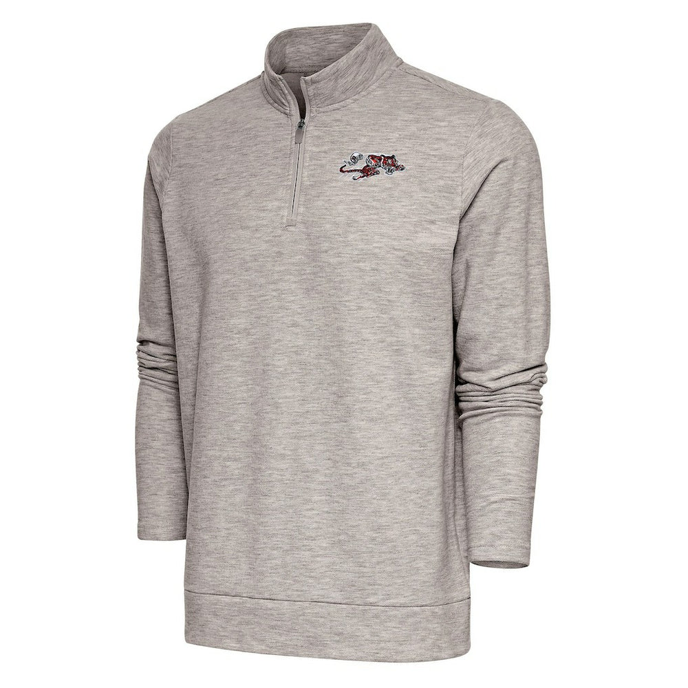 Cincinnati Bengals Antigua Team Logo Throwback Gambit Quarter-Zip Pullover Top Oatmeal | NFL