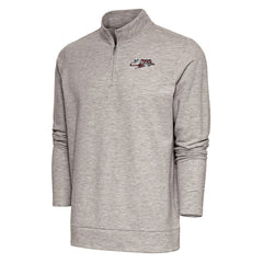 Cincinnati Bengals Antigua Team Logo Throwback Gambit Quarter-Zip Pullover Top Oatmeal | NFL