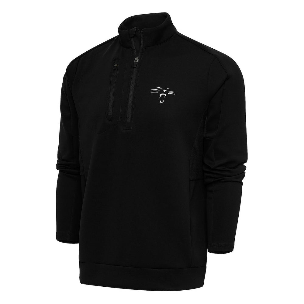 Carolina Panthers Antigua Team Logo Throwback Generation Big & Tall Quarter-Zip Pullover Top Black | NFL