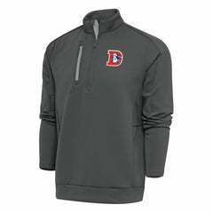 Denver Broncos Antigua Team Logo Throwback Generation Quarter-Zip Pullover Top Charcoal | NFL