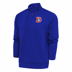 Denver Broncos Antigua Team Logo Throwback Generation Quarter-Zip Pullover Top Royal | NFL