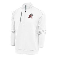 Cleveland Browns Antigua Team Logo Throwback Generation Quarter-Zip Pullover Top White | NFL