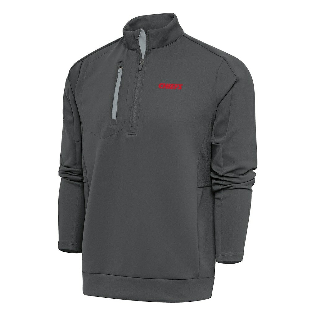 Kansas City Chiefs Antigua Team Logo Throwback Generation Quarter-Zip Pullover Top Charcoal | NFL
