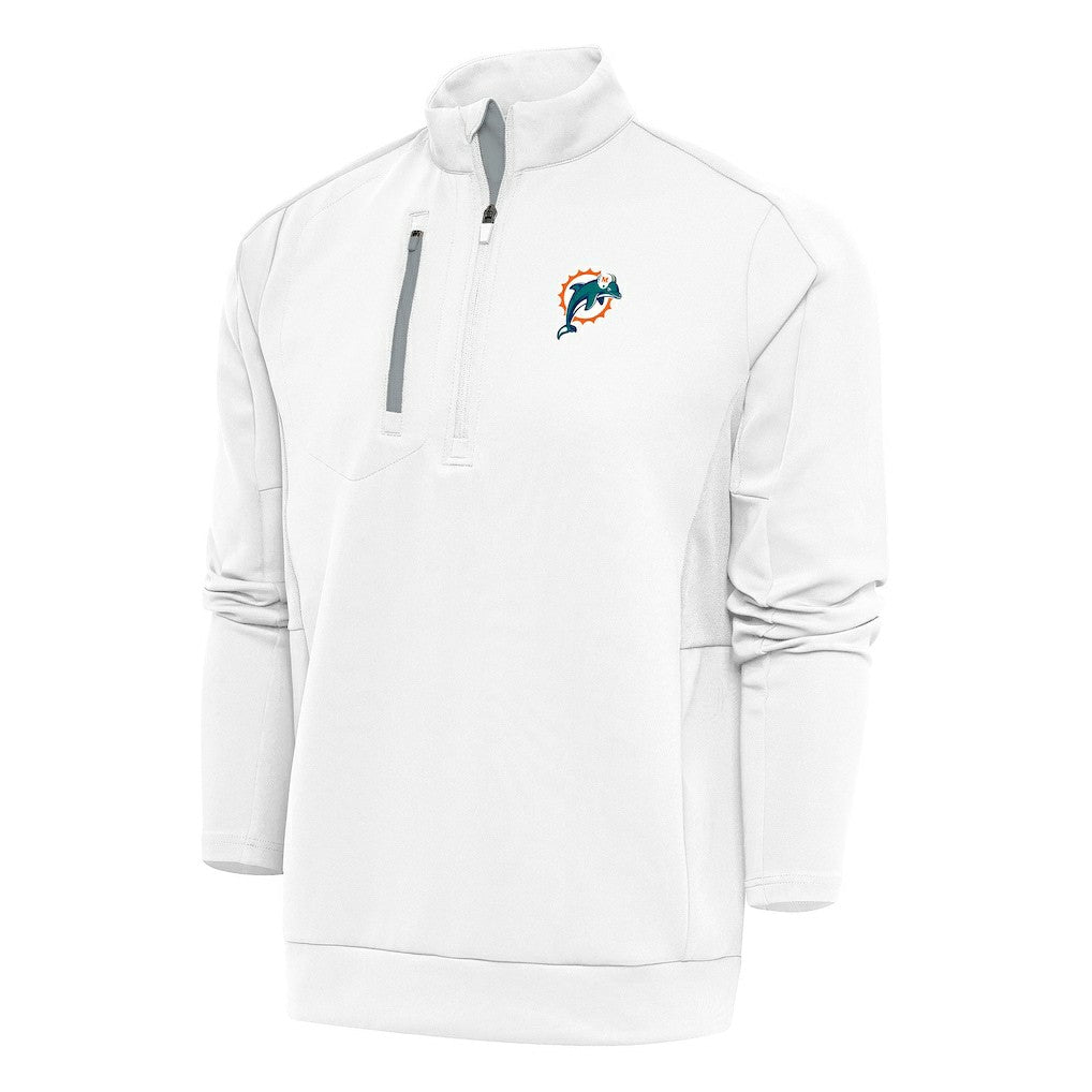 Miami Dolphins Antigua Team Logo Throwback Generation Quarter-Zip Pullover Top White | NFL