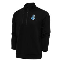 Detroit Lions Antigua Team Logo Throwback Generation Quarter-Zip Pullover Top Black | NFL
