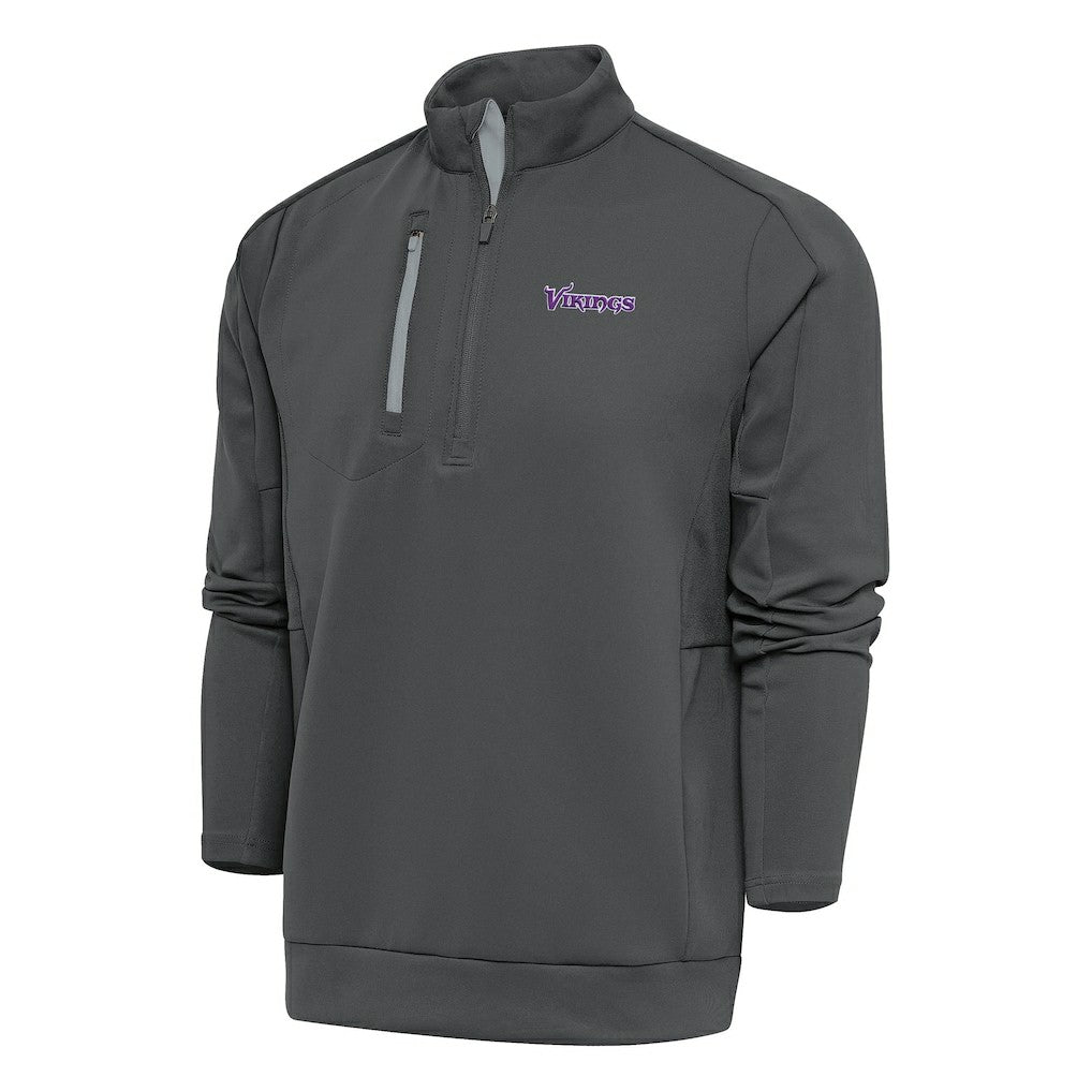 Minnesota Vikings Antigua Team Logo Throwback Generation Quarter-Zip Pullover Top Charcoal | NFL
