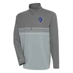 Los Angeles Rams Antigua Team Logo Throwback Pace Quarter-Zip Pullover Top Steel | NFL