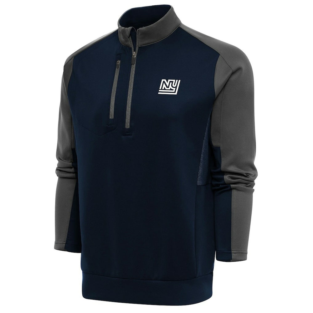 New York Giants Antigua Team Logo Throwback Team Quarter-Zip Pullover Top Navy/Charcoal | NFL
