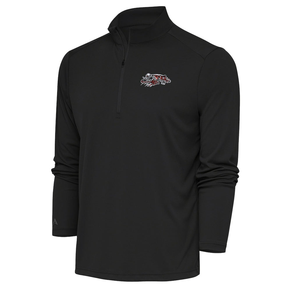 Cincinnati Bengals Antigua Team Logo Throwback Tribute Quarter-Zip Pullover Top Charcoal | NFL