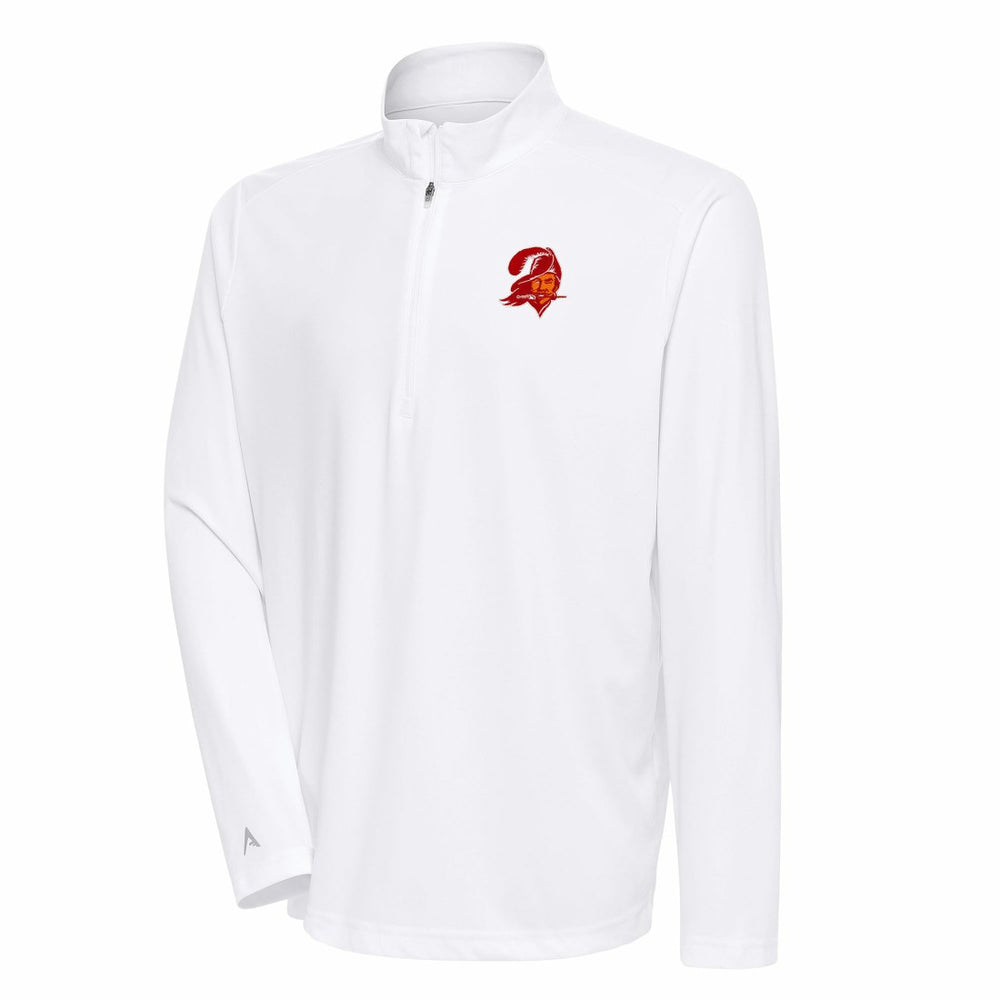 Tampa Bay Buccaneers Antigua Team Logo Throwback Tribute Quarter-Zip Pullover Top White | NFL