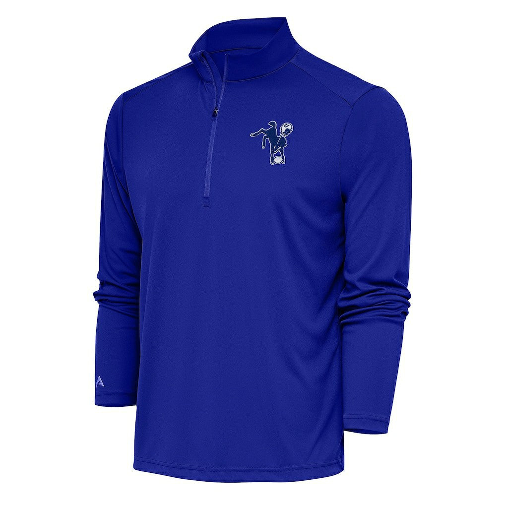 Indianapolis Colts Antigua Team Logo Throwback Tribute Quarter-Zip Pullover Top Royal | NFL