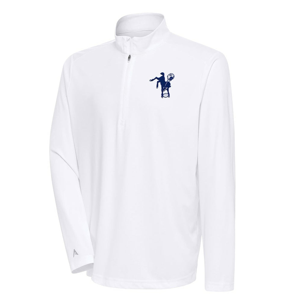 Indianapolis Colts Antigua Team Logo Throwback Tribute Quarter-Zip Pullover Top White | NFL