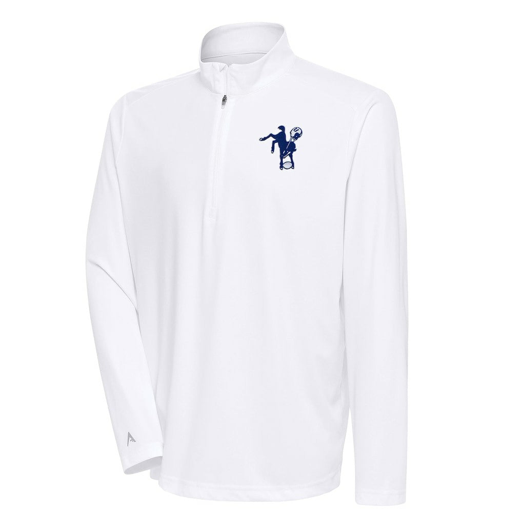 Indianapolis Colts Antigua Team Logo Throwback Tribute Quarter-Zip Pullover Top White | NFL