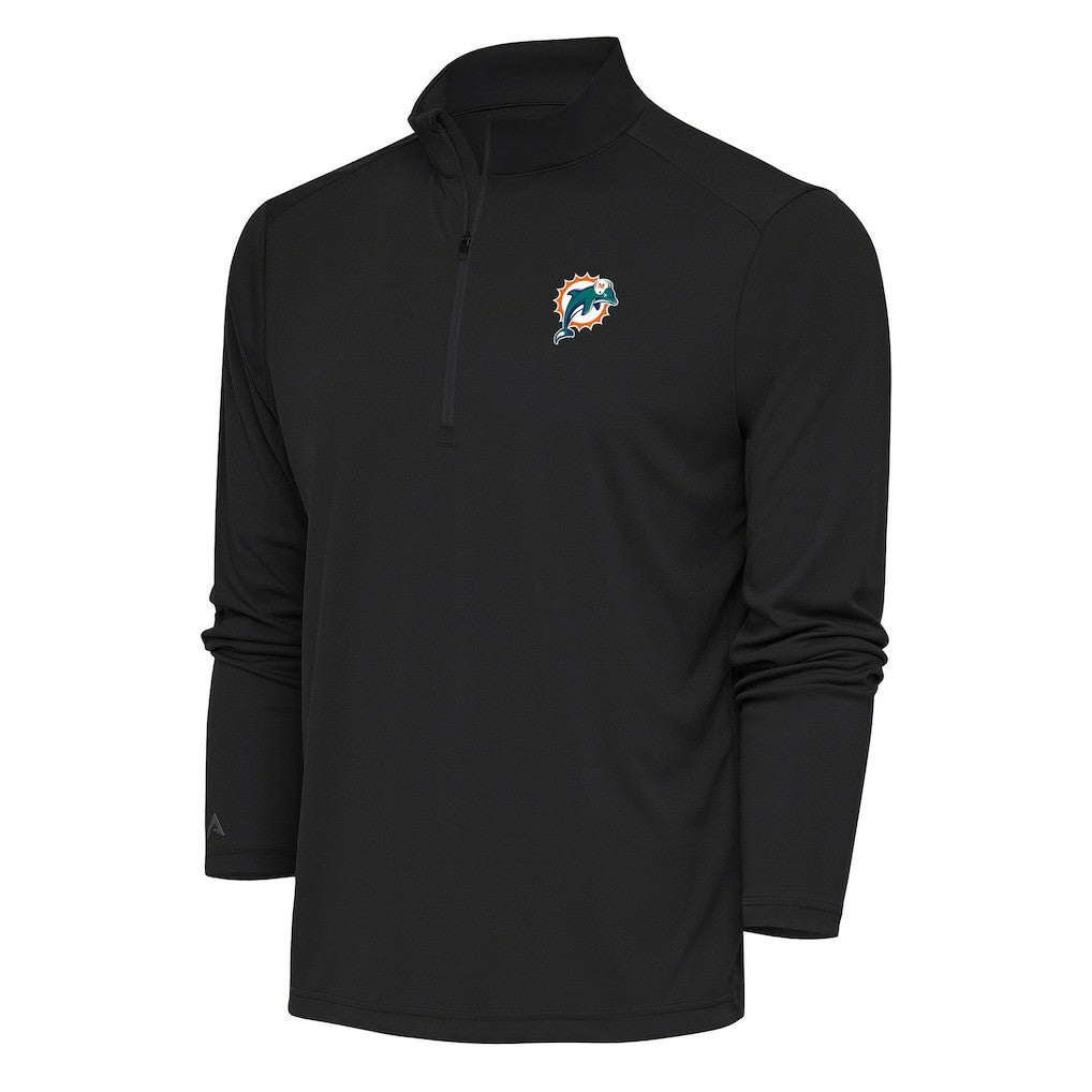 Miami Dolphins Antigua Team Logo Throwback Tribute Quarter-Zip Pullover Top Charcoal | NFL