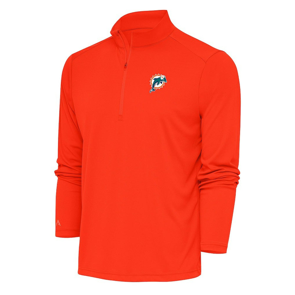 Miami Dolphins Antigua Team Logo Throwback Tribute Quarter-Zip Pullover Top Orange | NFL