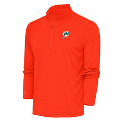Miami Dolphins Antigua Team Logo Throwback Tribute Quarter-Zip Pullover Top Orange | NFL
