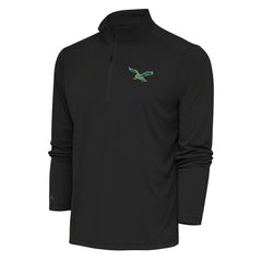 Philadelphia Eagles Antigua Team Logo Throwback Tribute Quarter-Zip Pullover Top Charcoal | NFL