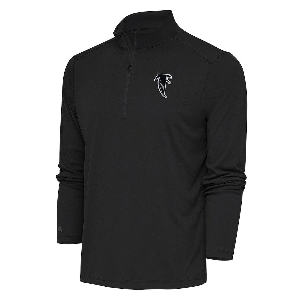 Atlanta Falcons Antigua Team Logo Throwback Tribute Quarter-Zip Pullover Top Charcoal | NFL