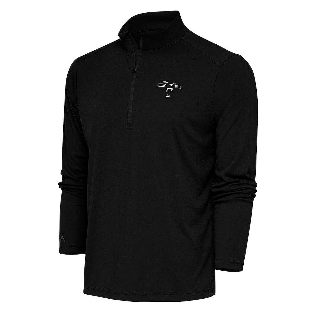 Carolina Panthers Antigua Team Logo Throwback Tribute Quarter-Zip Pullover Top Black | NFL